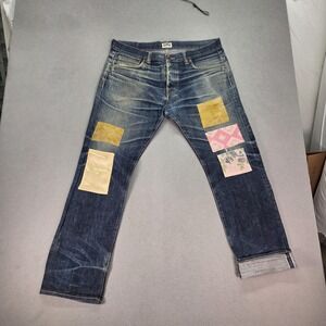 Edwin Selvedge Jeans Stacking Straight Whiskers Honeycomb Patchwork Fits 36x30